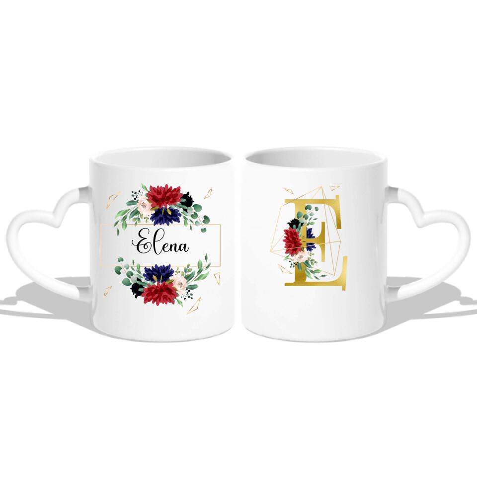 Buchstabe und Namen - Gold mit Blumen