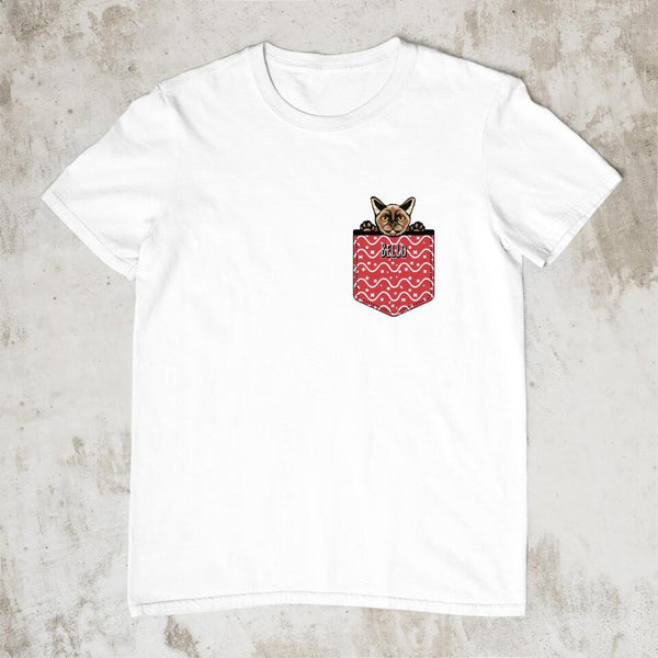 Brusttasche mit Katze (Weihnachten) - Personalisiertes T-Shirt