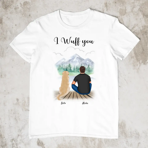 Mann mit Hund - Personalisiertes T-Shirt