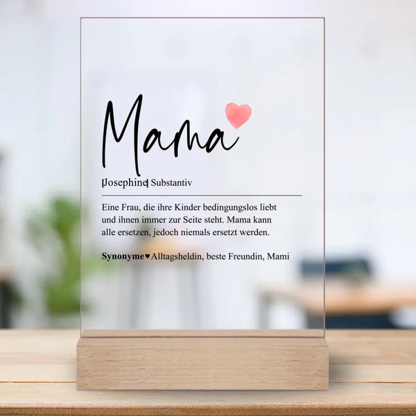 Mama Definition - Personalisierter Acrylaufsteller