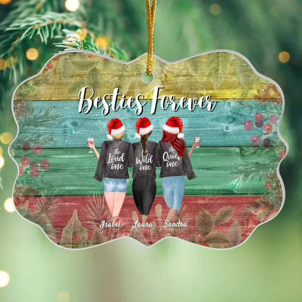 3 Beste Freundinnen mit Drinks (Weihnachtsedition) - Personalisiertes Ornament