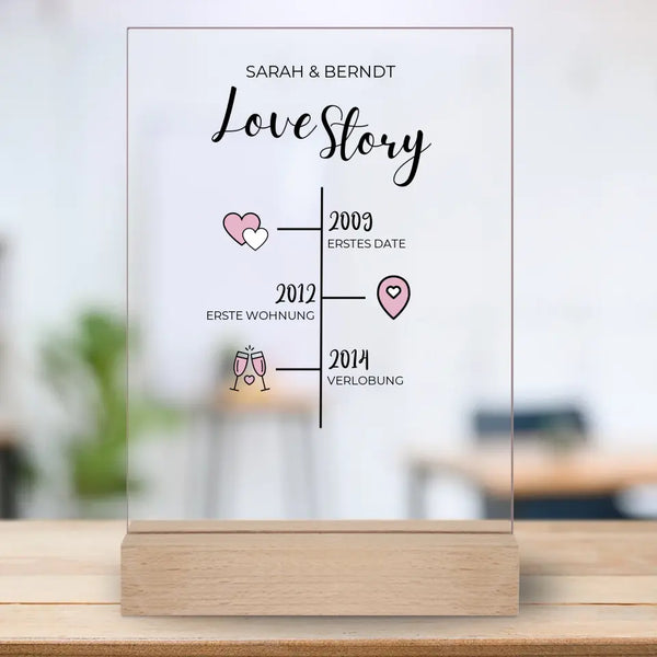 Love Story Timeline - Personalisierter Acrylaufsteller