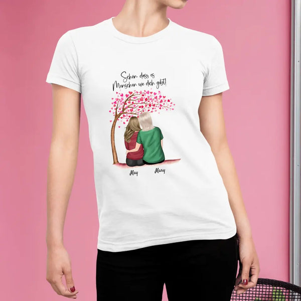 Mutter und Tochter (auch mit Haustieren) - Personalisiertes T-Shirt