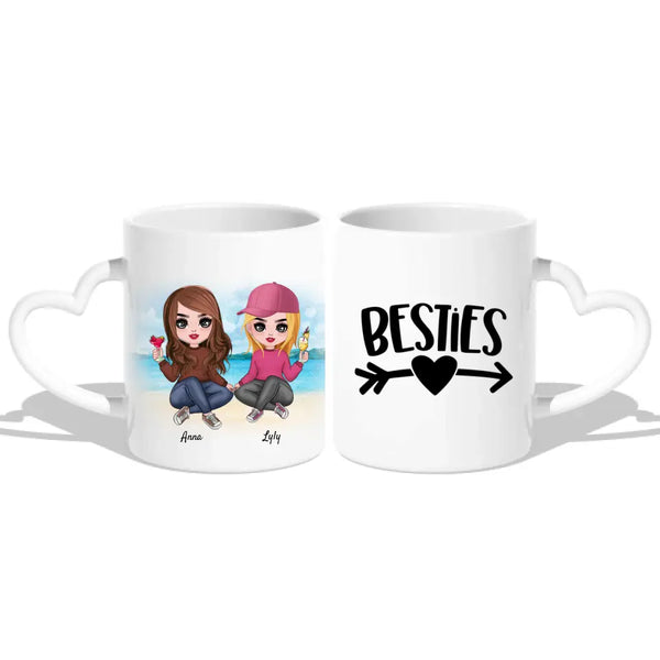 Beste Freundinnen Comic-Style (bis zu 4 Frauen) - Personalisierte Tasse