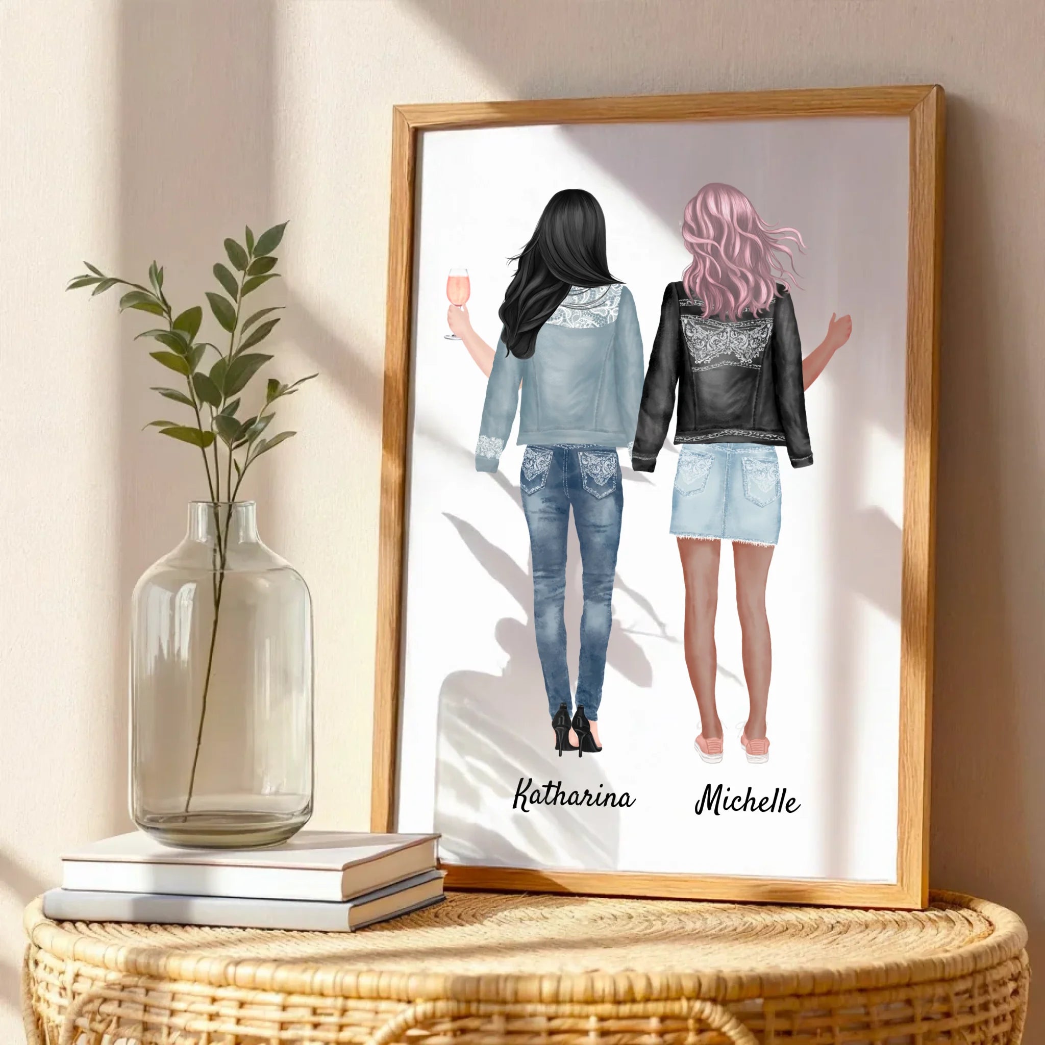 Beste Freundinnen (bis zu 5 Personen)- Personalisierter Kunstdruck (Poster, Leinwand)