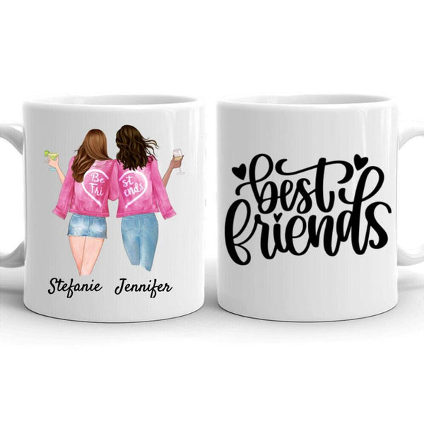 Beste Freundinnen Pink- Personalisierte Tasse (2 Personen)