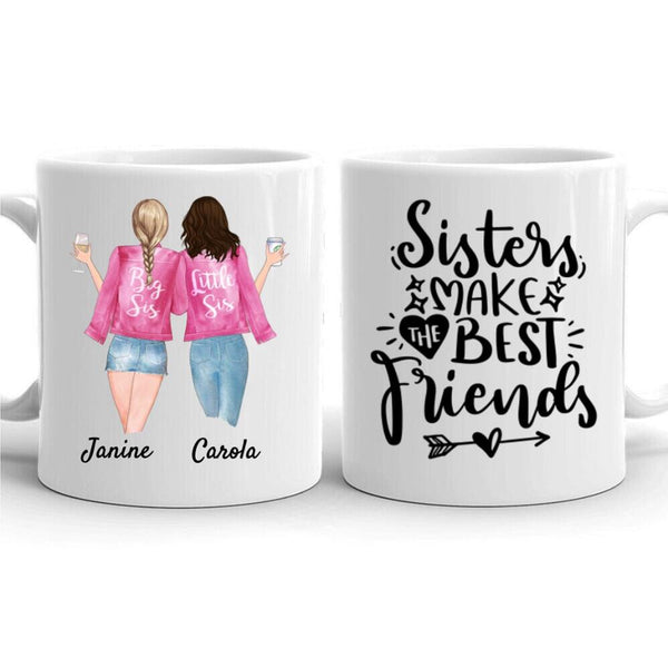 Schwestern Pink - Personalisierte Tasse (2 Personen)