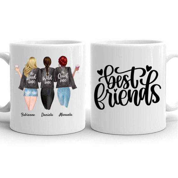 Beste Freundinnen - Personalisierte Tasse (3 Personen)