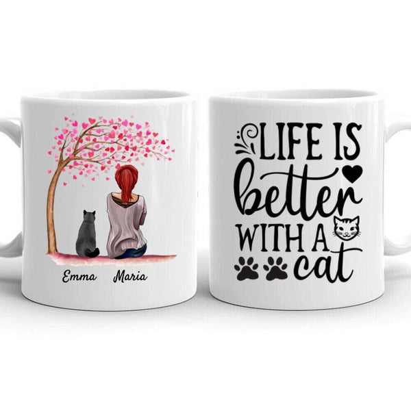 Frau mit Katzen - Personalisierte Tasse