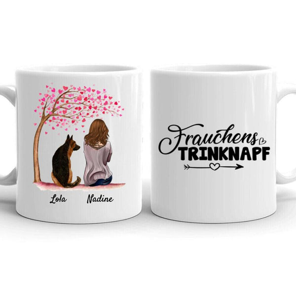 Frau mit Hunden - Personalisierte Tasse