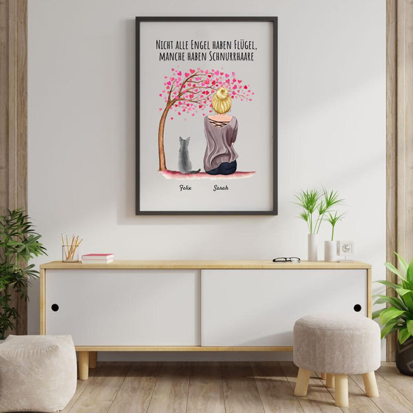Frau mit Katzen - Personalisierter Kunstdruck (Poster,Leinwand)