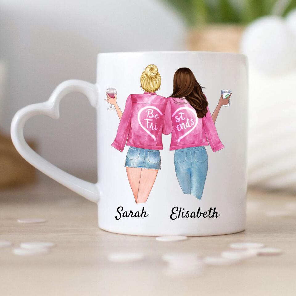 Beste Freundinnen Pink- Personalisierte Tasse (2 Personen ...