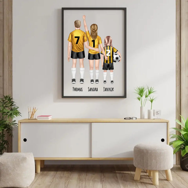Fußball Familie - Personalisierter Kunstdruck (Poster, Leinwand)