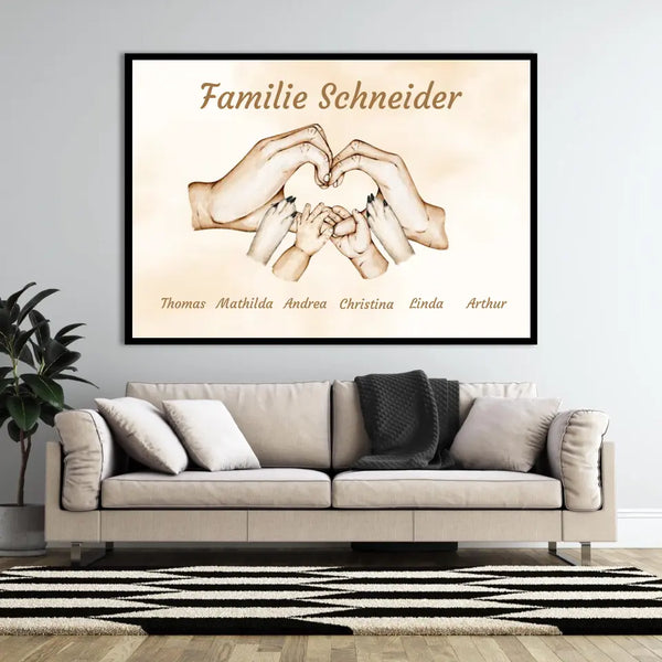 Familienglück - Personalisierter Kunstdruck (Poster, Leinwand)