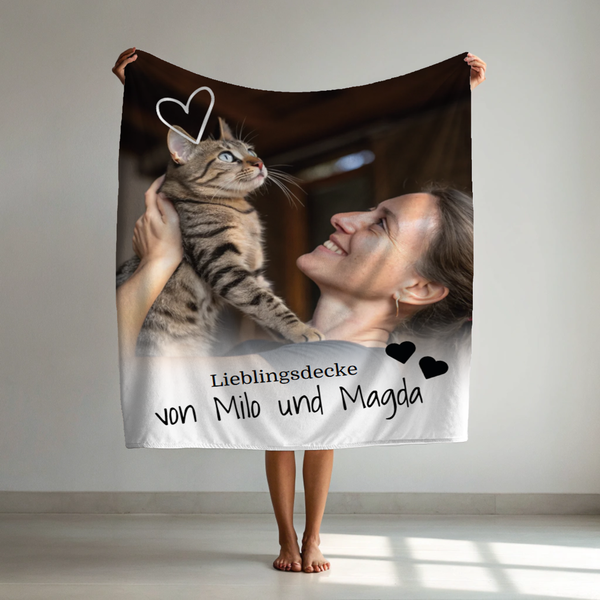 Katzenfoto und Text - Personalisierte Decke