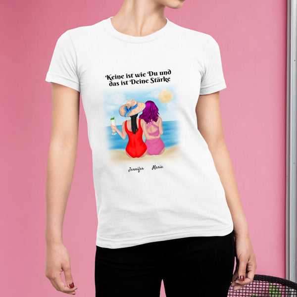 Beste Freundinnen Strand - Personalisiertes T-Shirt