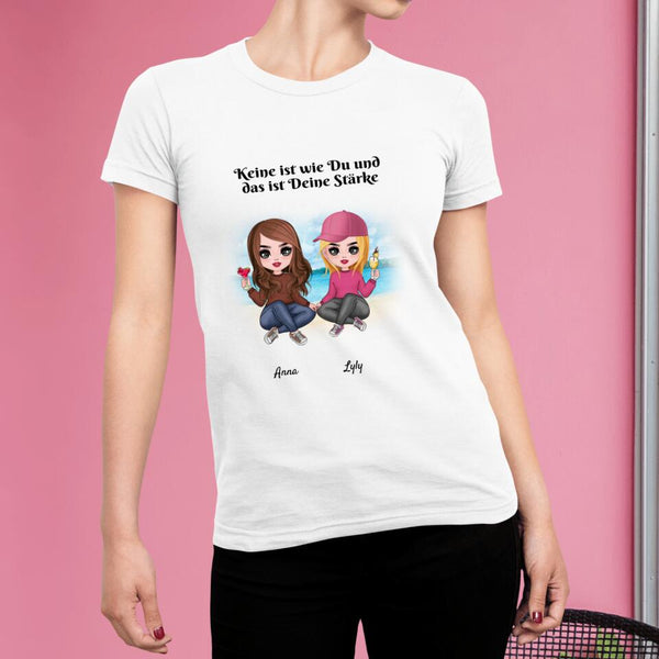 Beste Freundinnen Comic-Style (bis zu 4 Frauen) - Personalisiertes T-Shirt