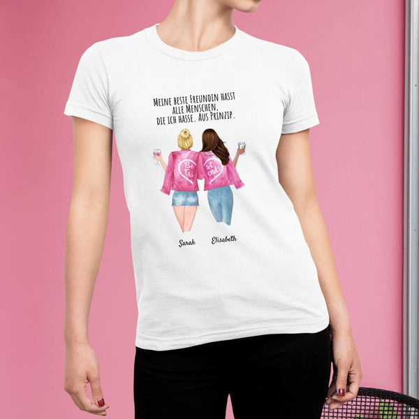 Schwestern Pink - Personalisiertes T-Shirt