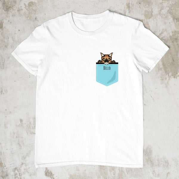 Brusttasche mit Katze - Personalisiertes T-Shirt