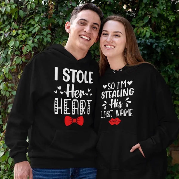 "I stole her heart" Couple Hoodies - Personalisierte Pärchen Hoodies