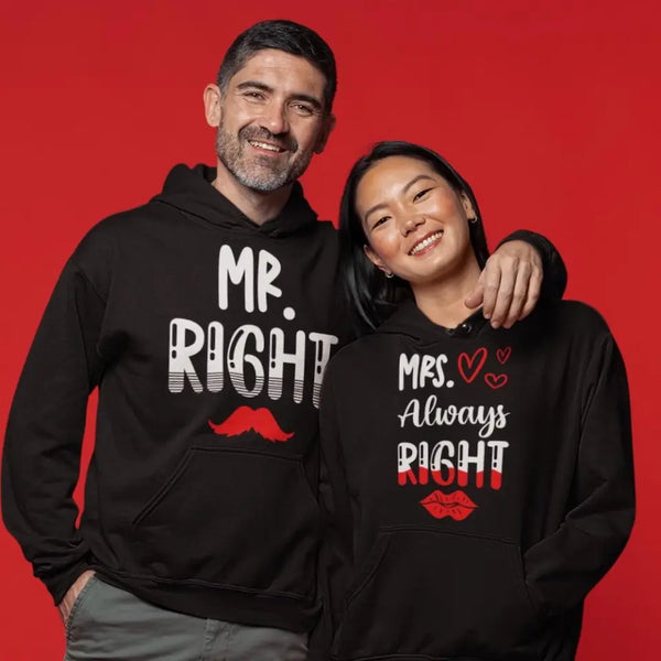 "Mrs always right" Couple Hoodies - Personalisierte Pärchen Hoodies