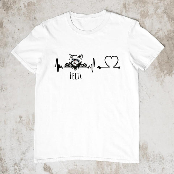 Heartbeat Katze - Personalisiertes T-Shirt