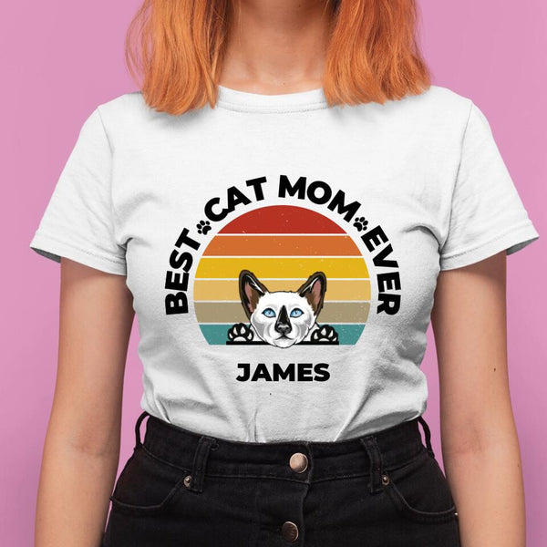 Best Cat Mom Ever - Personalisiertes T-Shirt