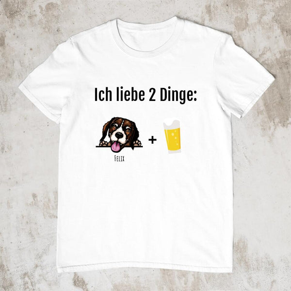 Ich liebe Bier + meine Hunde - Personalisiertes T-Shirt