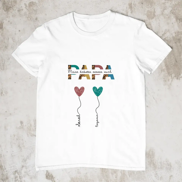 Papa / Opa Herzballons - Personalisiertes T-Shirt