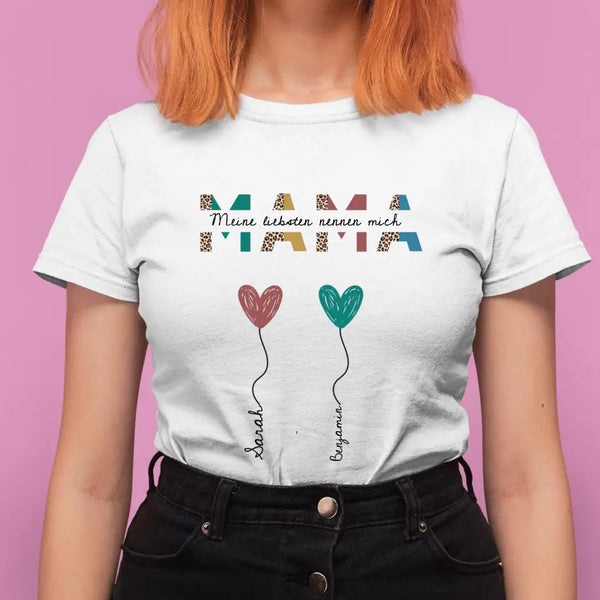 Mama / Oma Herzballons - Personalisiertes T-Shirt