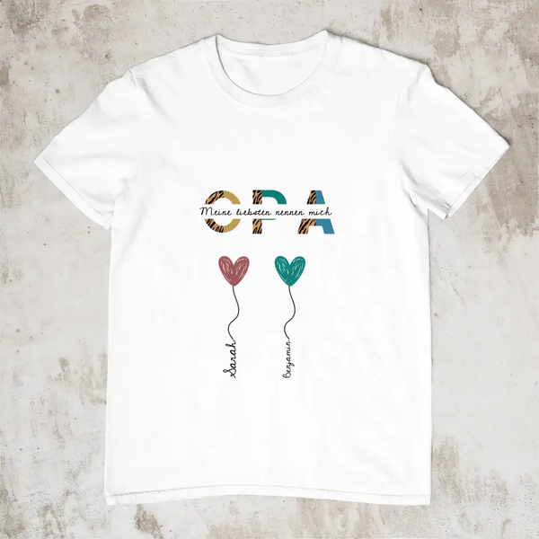 Opa / Papa Herzballons - Personalisiertes T-Shirt