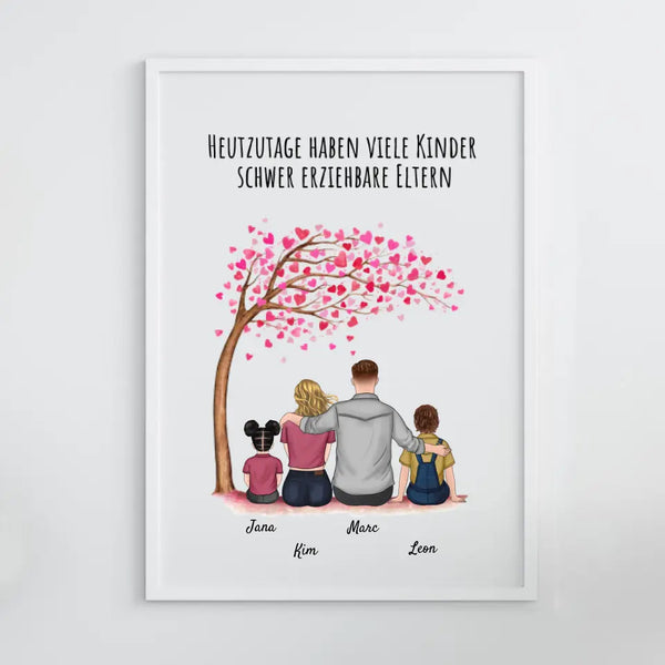 Familie (auch mit Hund und Katze) - Personalisierter Kunstdruck (Poster, Leinwand)