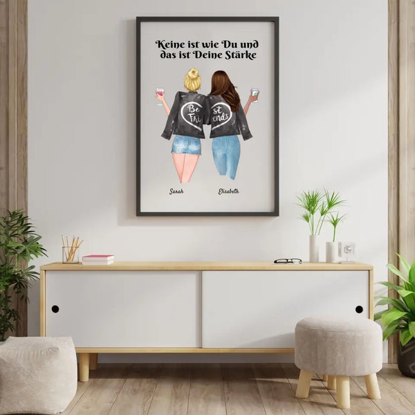2 Beste Freundinnen - Personalisierter Kunstdruck (Poster,Leinwand)