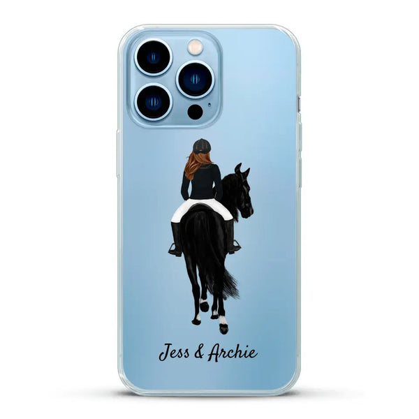 Pferd und Reiterin (bis zu 3) schlicht  - Personalisierte Handyhülle