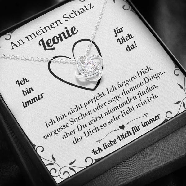 Liebesknoten Halskette "An meinen Schatz" - 14K Weißgold Ausführung