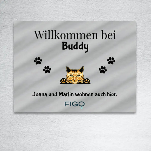 Individuelles Haustier Türschild (Katzen/Hunde/Hase/Pferd) Figo Edition - Willkommen