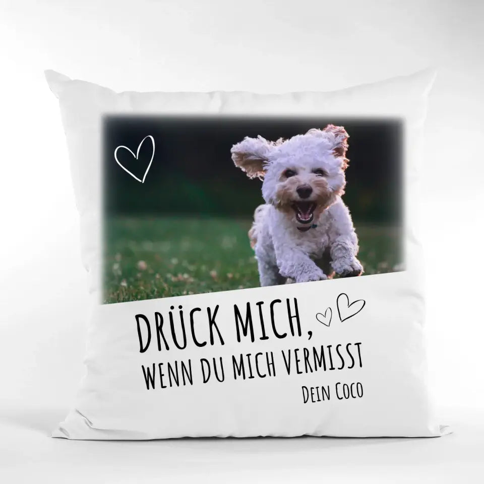 Drück mich - Personalisiertes Kissen – MyHappyMoments.de