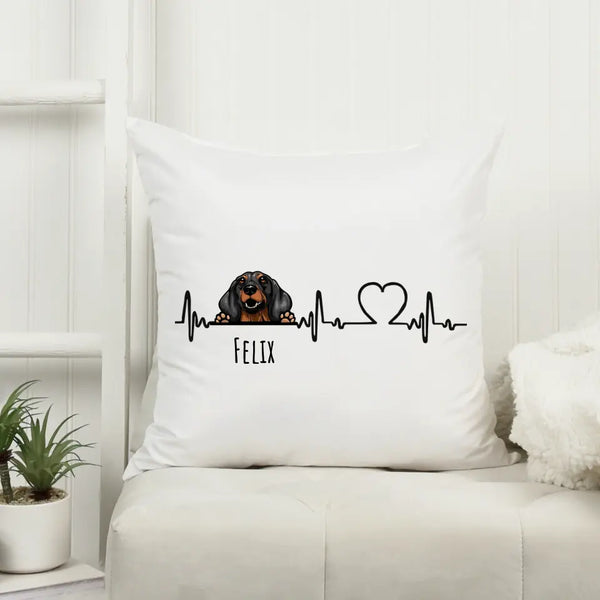 Heartbeat Hund - Personalisiertes Kissen