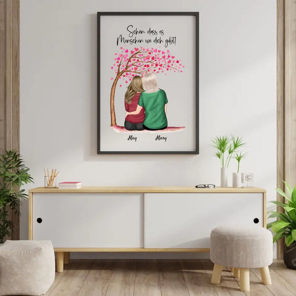 Mutter und Tochter (auch mit Haustieren) - Personalisierter Kunstdruck (Poster, Leinwand)