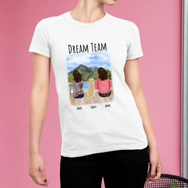 Frauen mit Haustieren (Hund, Katze, Hase oder Wellensittich) - Personalisiertes T-Shirt