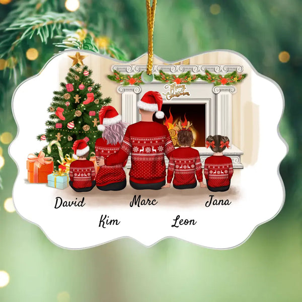 Familie (bis 3 Kinder und mit Haustieren) - Personalisiertes Ornament