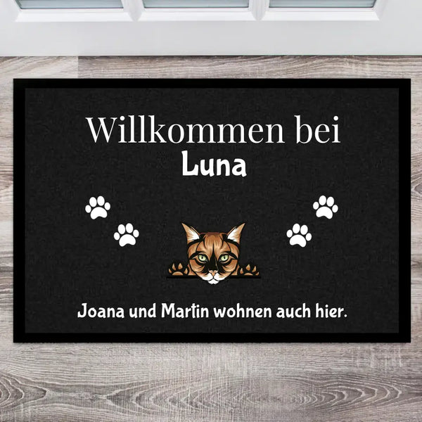 Individuelle Haustier Fußmatte schwarz (Katzen / Hunde / Hase / Pferd) - Willkommen