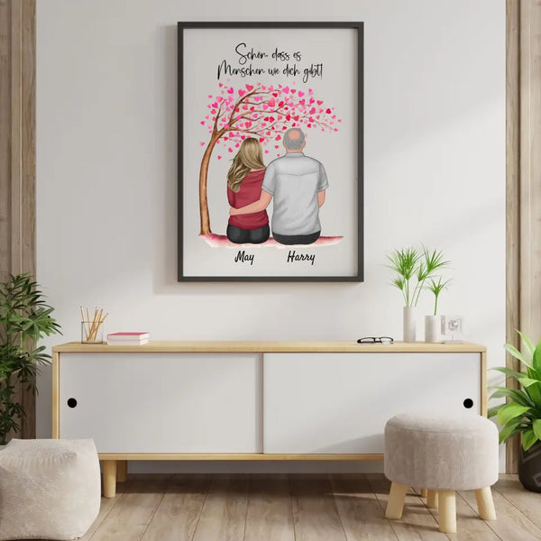 Vater und Tochter (auch mit Haustieren) - Personalisierter Kunstdruck (Poster, Leinwand)