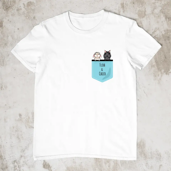 Brusttasche mit Süßen Haustieren (Hase / Katze / Hund / Pferd ) - Personalisiertes T-Shirt