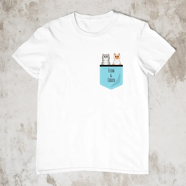 Brusttasche mit Süßen Haustieren (Katze / Hase / Hund / Pferd ) - Personalisiertes T-Shirt