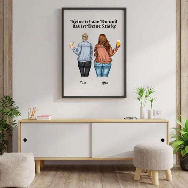 Beste Freundinnen (bis zu 5 Frauen) - Personalisierter Kunstdruck (Poster/Leinwand)
