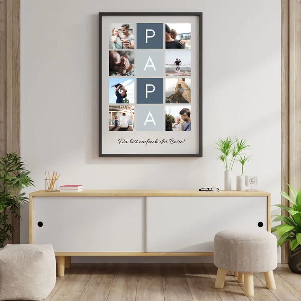 Fotocollage Papa - Personalisierter Kunstdruck (Poster, Leinwand)