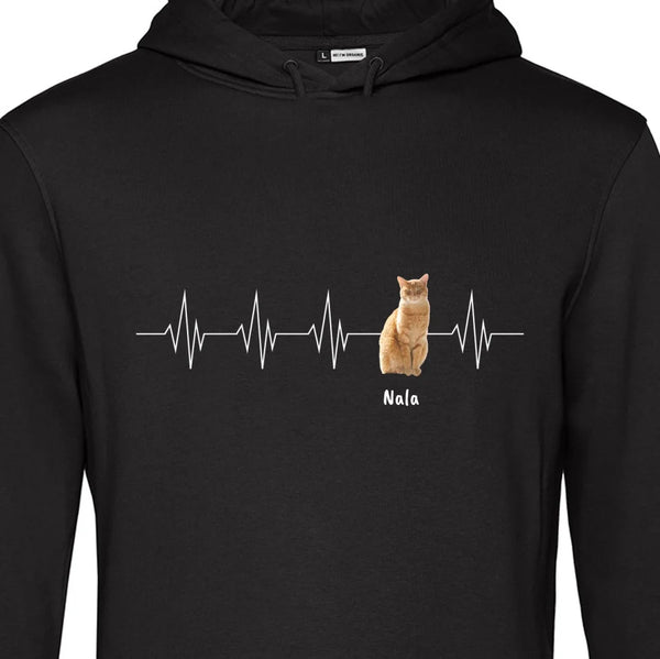 Herzschlag Katzenfoto - Personalisierbarer Hoodie