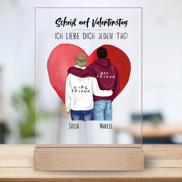 Pärchen mit Hoodies - Personalisierter Acrylaufsteller