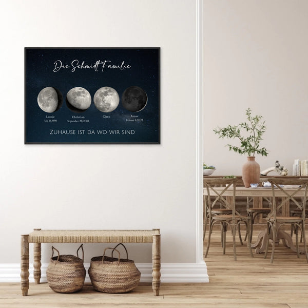Familie Mondphase (bis zu 5) - Personalisierter Kunstdruck (Poster, Leinwand)
